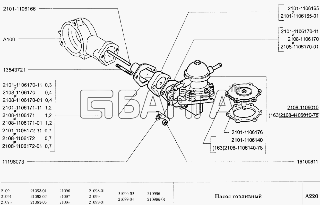 ВАЗ ВАЗ-2109 Схема Насос топливный-21 banga.ua